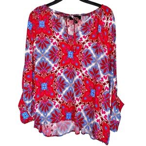 Karen Kane Women’s Sz XL  Multicolor Geometric Print Knit Jersey Top